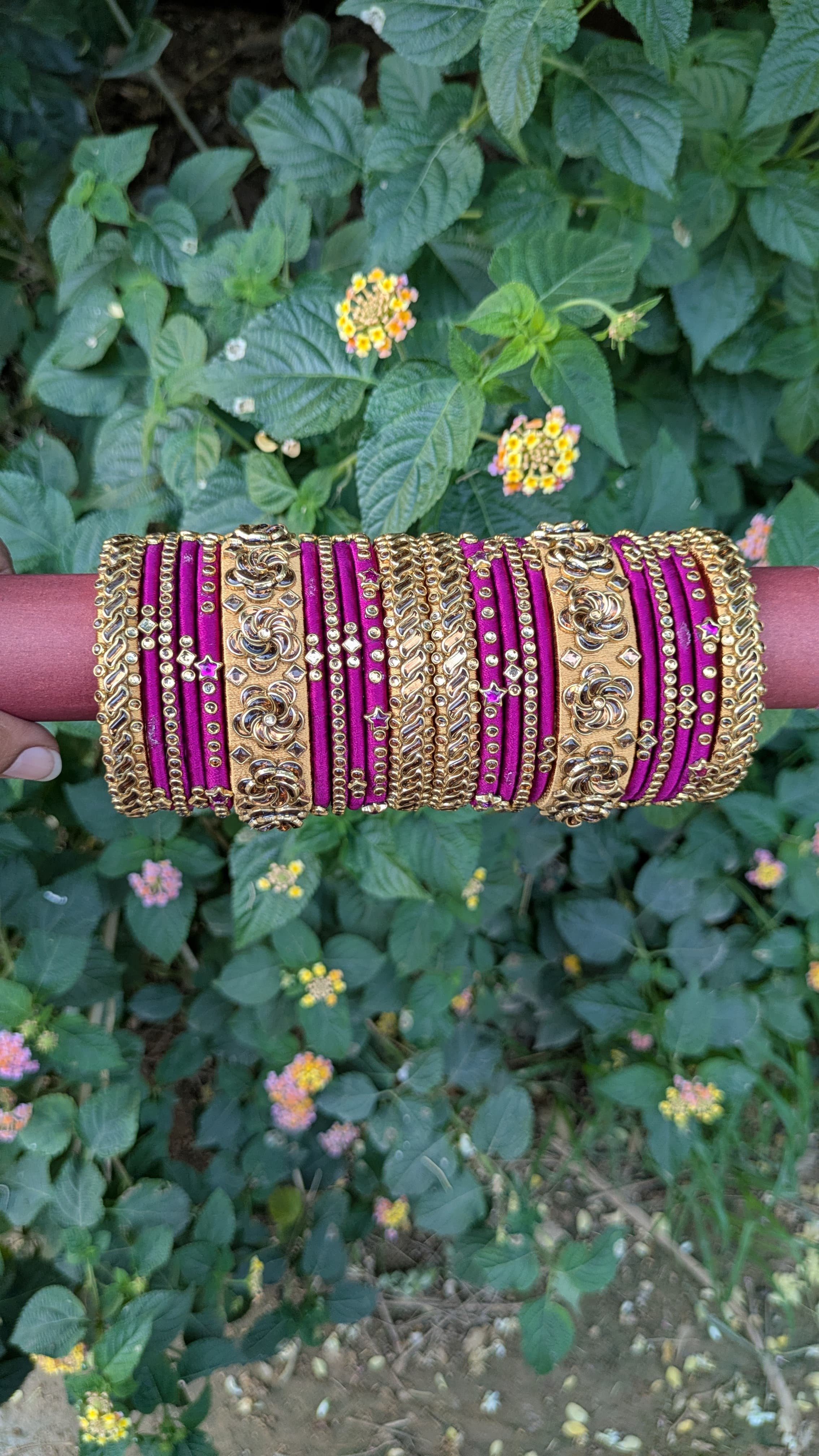 Elegant Purple and Gold Bangles